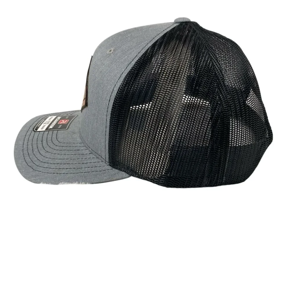 Ride PNW Motorcycle Richardson 112 Trucker Hat Gray Mesh Leather Patch Snapback